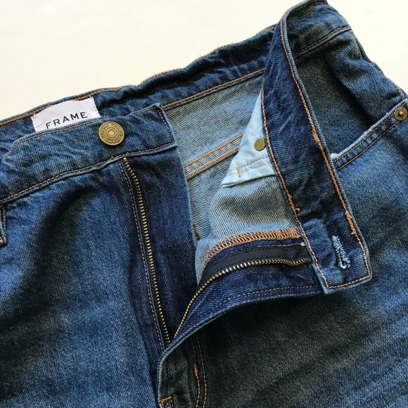 Frame Relaxed Straight Jeans Womens 32 Blue Beluga Modern Chew High Rise Denim - Picture 9 of 15